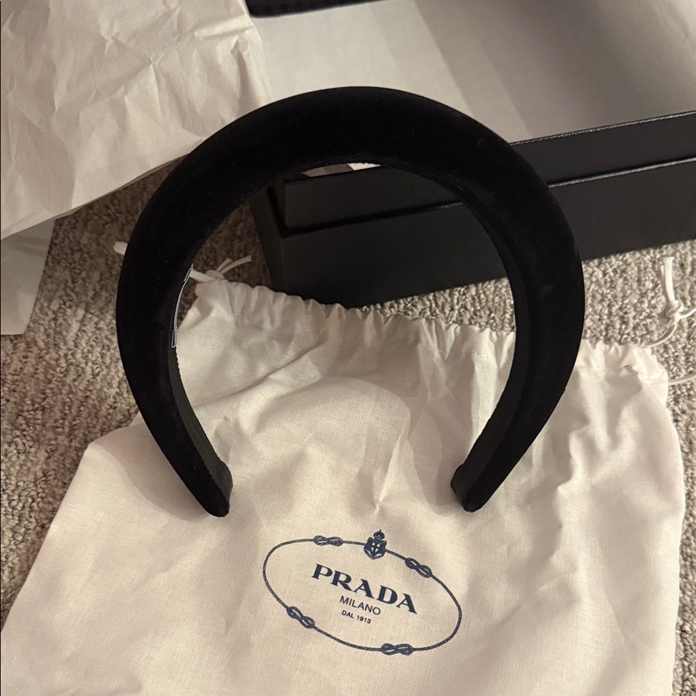 Prada Elegant Black Velvet Headband